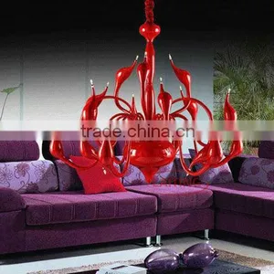 Modern Cast Iron Chandelier Decoration Light Art Red Swan Chandelier for Restaurant thumbnail-2