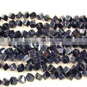 Natural Rock Blue Sandstone Quartz Crystal Beads thumbnail-1