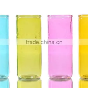 Cross Embossing Cylinder Colored Glass Vase thumbnail-1