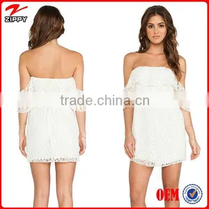 Women Party Dress Off the Shoulder Sleeveless Boulee Lace Party Dress Sexy Party Dress thumbnail-1
