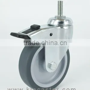 4" TPR Caster With Threaded Stem, 100mm TPR Caster With Brake thumbnail-1