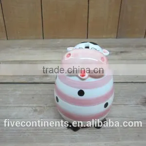 Hot Sale Ceramic Cute Small Money Box,decoration Cow,emboss Cow thumbnail-1