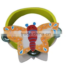 Children Customized Wooden Toy Musical Instrument Butterfly Tambourine for Childen thumbnail-1