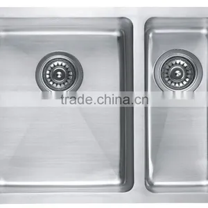 Two Bowls Stainless Steel Commerical Hand Made Kitchen Sink With Drainboard GR-606 thumbnail-3