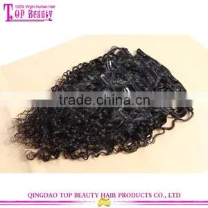 Qingdao Top Quality Loose Curly Virgin Malaysian Clip in Human Hair Extensions thumbnail-2