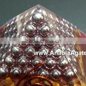 Red Colour Orgone Pyramid With Silver Pearl,s : Wholesale Orgone Pyramid thumbnail-3