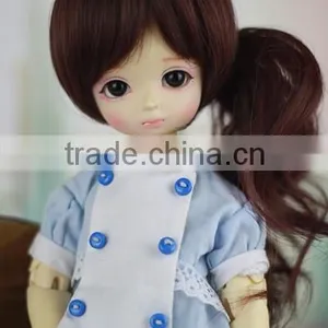 Cute Synthetic Dark Brown 1/6 Bjd Doll Bob Wigs With Ponytail thumbnail-2
