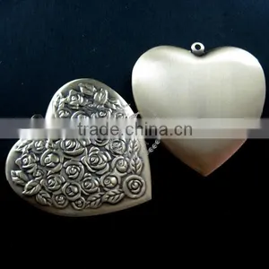 57mm Big Rose Heart Shape Vintage Style Antiqued Bronze Flower Photo Locket DIY Pendant Charm Jewelry Supplies 1131050 thumbnail-2