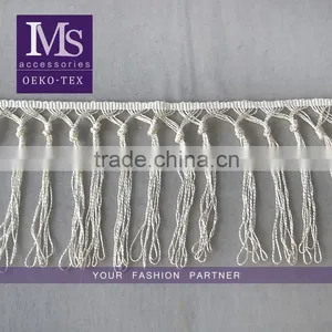 Fashion Design Off-white 15.5cm Width Knot Polyester Fringe Trim Wholesale thumbnail-1