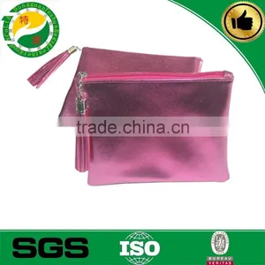 Women's Fashion PU Bling Pink Cosmetic Organizer Bag Waterproof With Handle thumbnail-1