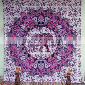 Indian Tapestry Wall Hanging Hippie Elephant Mandala Bedspread Ethnic Throw Art India Gift thumbnail-1