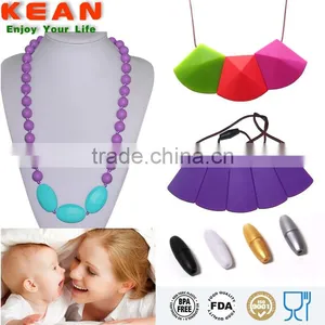 Silicone Teething Jewelry Mami Use Necklaces Have a Breakaway Clasp Silicone Bead Teething thumbnail-1