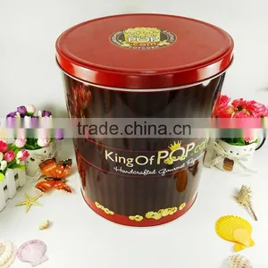 Round Large Popcorn Tin Storage Bucket thumbnail-1