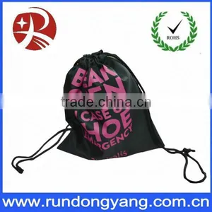 Black Nonwoven Bag With Drawstring thumbnail-1