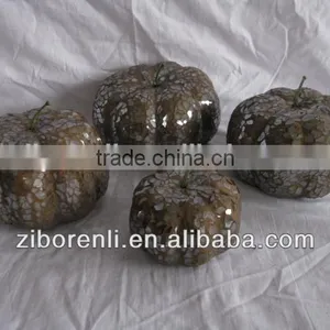 Dark Brown Color Crackle Glass Craft Pumpkins thumbnail-2