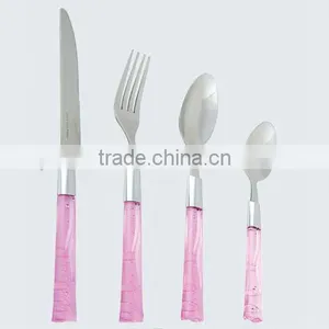 Pink Handle Cuterly Set;Flatware Set;spoon;knife;fork thumbnail-1