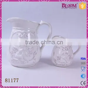 High Quality Custom White Glaze Ceramic Water Jug thumbnail-1