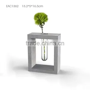 Modern Design Smart Desktop Concrete Glass Tube Cement Flower Pot thumbnail-1
