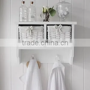 White Wall Basket Unit With Hanging Pegs thumbnail-1
