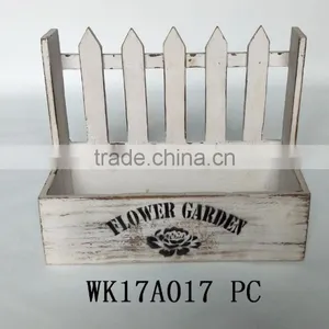 Garden Wooden Flower Pot With Handle, Antique Brown Wooden Plant Planter thumbnail-4
