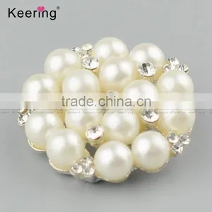 Keering- Style Fashionable Rhinestone Pearl Button Pins for Garments WBK-1478 thumbnail-3