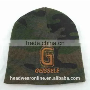 Custom Camo Printing Knitted Hats With 3d Embroidery Winter Hat thumbnail-4