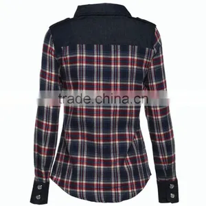 Women Clothing School Girl Casual Wear Women New Design Cotton Stripe Shirt Long Sleeve Fit Plaid Shirt for Women thumbnail-2