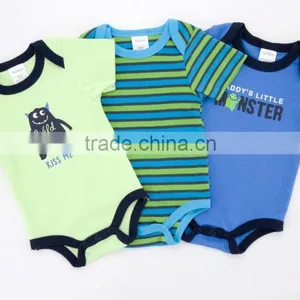 2017 Factory Cheap High Quality Baby Clothes Newborn Infant O-neck Short Sleeve Colorful Baby Snap Crotch Bodysuit thumbnail-2