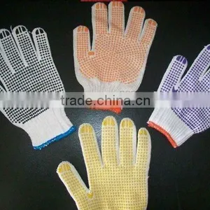 8,9,10 Size Reinforced Palm Cotton Pvc Dots Safety Gloves thumbnail-1