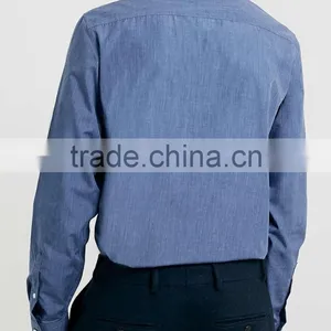 100% Cotton Blue Marl Long Sleeve Smart Shirt thumbnail-2