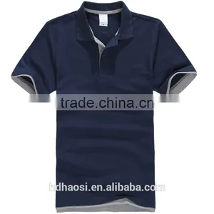 Blank t Shirt Beaded Cotton Double Color Collar Polo Shirt 195g CVC Materials Polo t Shirt for Men thumbnail-5