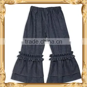 Denim Ruffle Pants Latest Design Jeans Pants for Girl Low Moq Wholesale Ruffle Denim Pants thumbnail-1