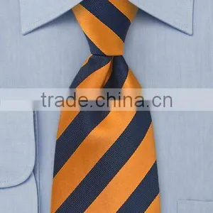 Woven Polyester Neck Tie in Orange and Navy thumbnail-1