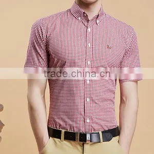 Short Sleeve Shirt Cotton Summer Youth Contracted Texture Plaid Shirt English Cultivate One's Morality With Big Yards thumbnail-2