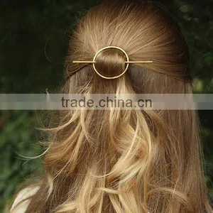 Girls Gold Plated Iron Based Alloy Wedding Hairpins Circle Ring thumbnail-1
