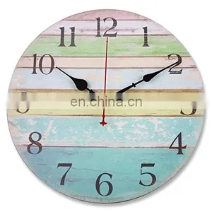 Round Vintage Wooden Clock Wall Clock China thumbnail-2