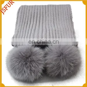 Fox Fur Pom Pom Winter Women Fur Scarf thumbnail-3