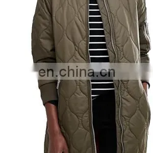 Chinese Manufacturer Padded Quilted Longline Bomber Jacket thumbnail-2