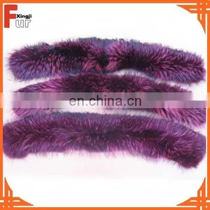 Wholesale Top Quality Dyed Color Raccoon Fur Collar thumbnail-2