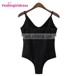 Womens V Neck Plus Size Romper Short Jumpsuits Sexy Bodycon For Black Zipper thumbnail-6