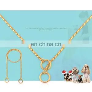 Dropshipping Beautiful Pet Collars Pet Neck Strap Dog Neckband Snake Chain Dog Chain Solid Metal Chain Dog Collar thumbnail-6