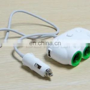3Way Car Cigarette Lighter Socket Splitter DC Power Charger Adapter 2 USB Port 12V/24V thumbnail-3