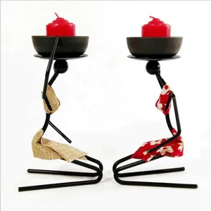 Banquet Party Snack Dish Tableware Stand Iron Candlestick African Woman Decoration Candle Holders thumbnail-1