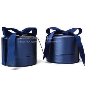 Round Brushed PU Ring Box Pendant Box Necklace Box Jewelry Box Jewelry Packaging Box Custom LOGO Wholesale thumbnail-3