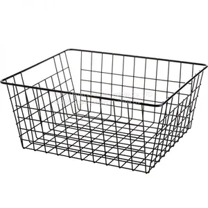 Upgrades Type Black Household Iron Desktop Storage Basket With Hook For Living Room thumbnail-3