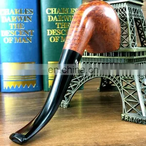 Briar Tobacco Pipe 9MM Activated Carbon Filter Briar Wooden Classic Curved High-end Pipe thumbnail-6