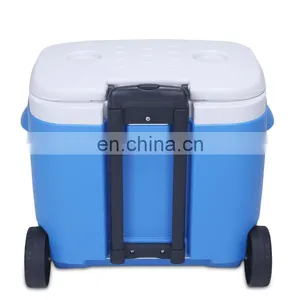 Portable Modern Camping Trolley Hiking Portable Beer Plastic Vaccine Cooler Drinks Camping Cooler Box With Wheels thumbnail-3