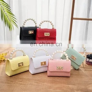 2021 Designer Lady Solid, Color Pvc Jelly Purse Chain Stone Pattern Party Bag Crossbody Purses Ladies Small Bags Women Handbags/ thumbnail-1