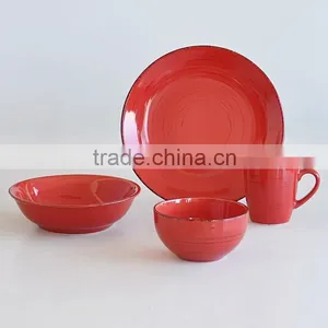 China Best Home Porcelain With Red Solid Color Porcelain Dinnerwarestoneware Porcelain Unbreakable Plates thumbnail-2