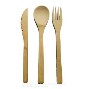Bamboo Forks Wholesale Reusable Bamboo Fork Bamboo Spoon Fork Knife Set Sale thumbnail-4